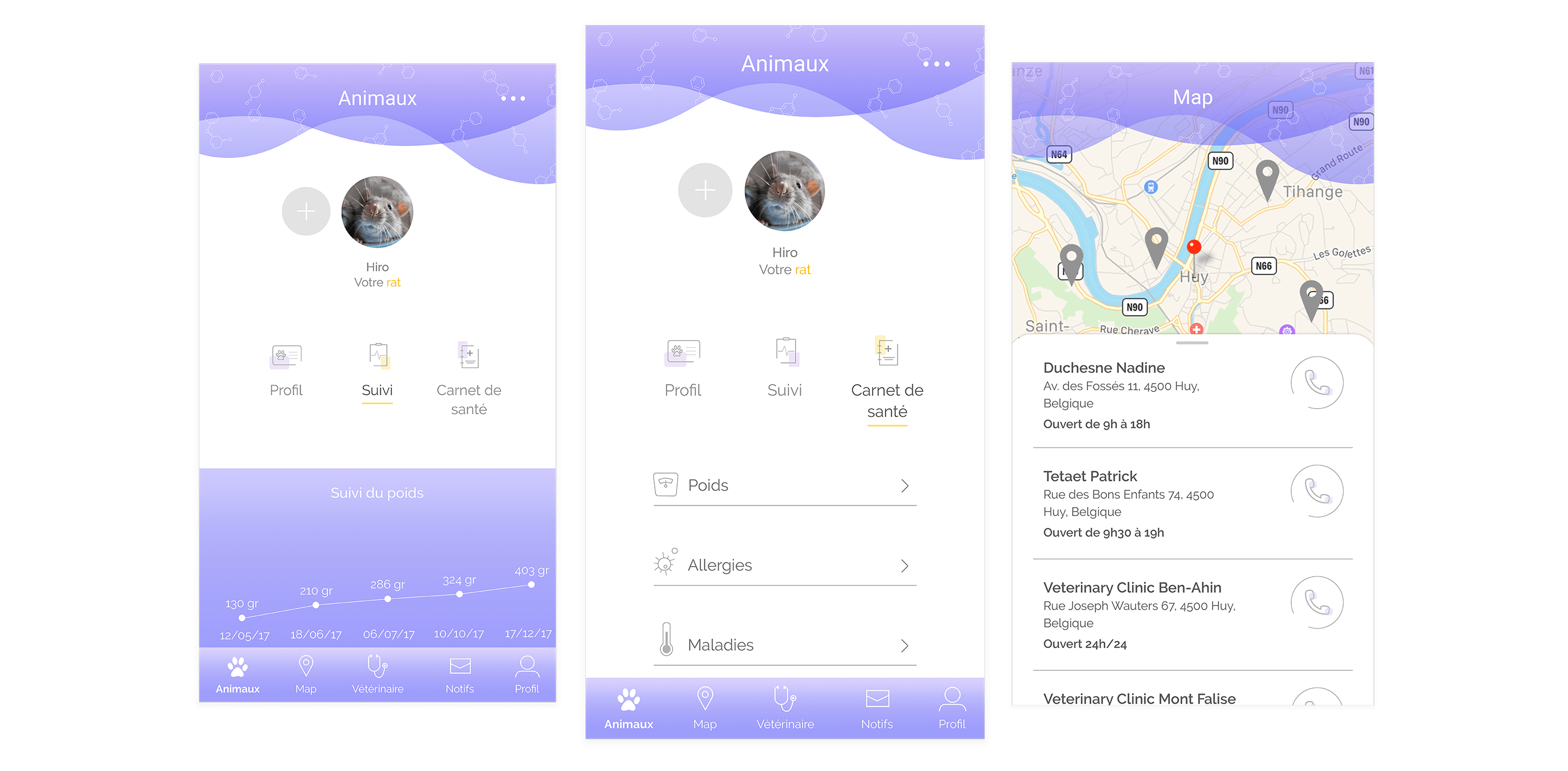 Écrans application mobile Luna
